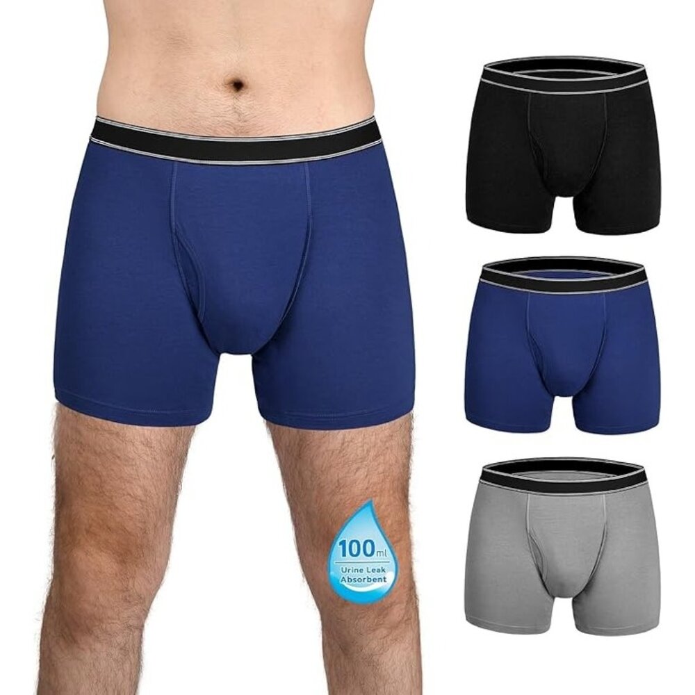 TIICHOO Washable Incontinence Boxer Briefs - 3 Pack Large